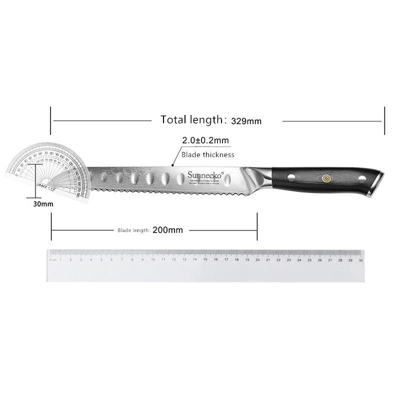 Damascus steel wave pattern baking chef special bread knife