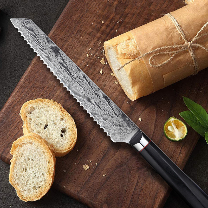 Japanese Damascus Steel Bread Knife