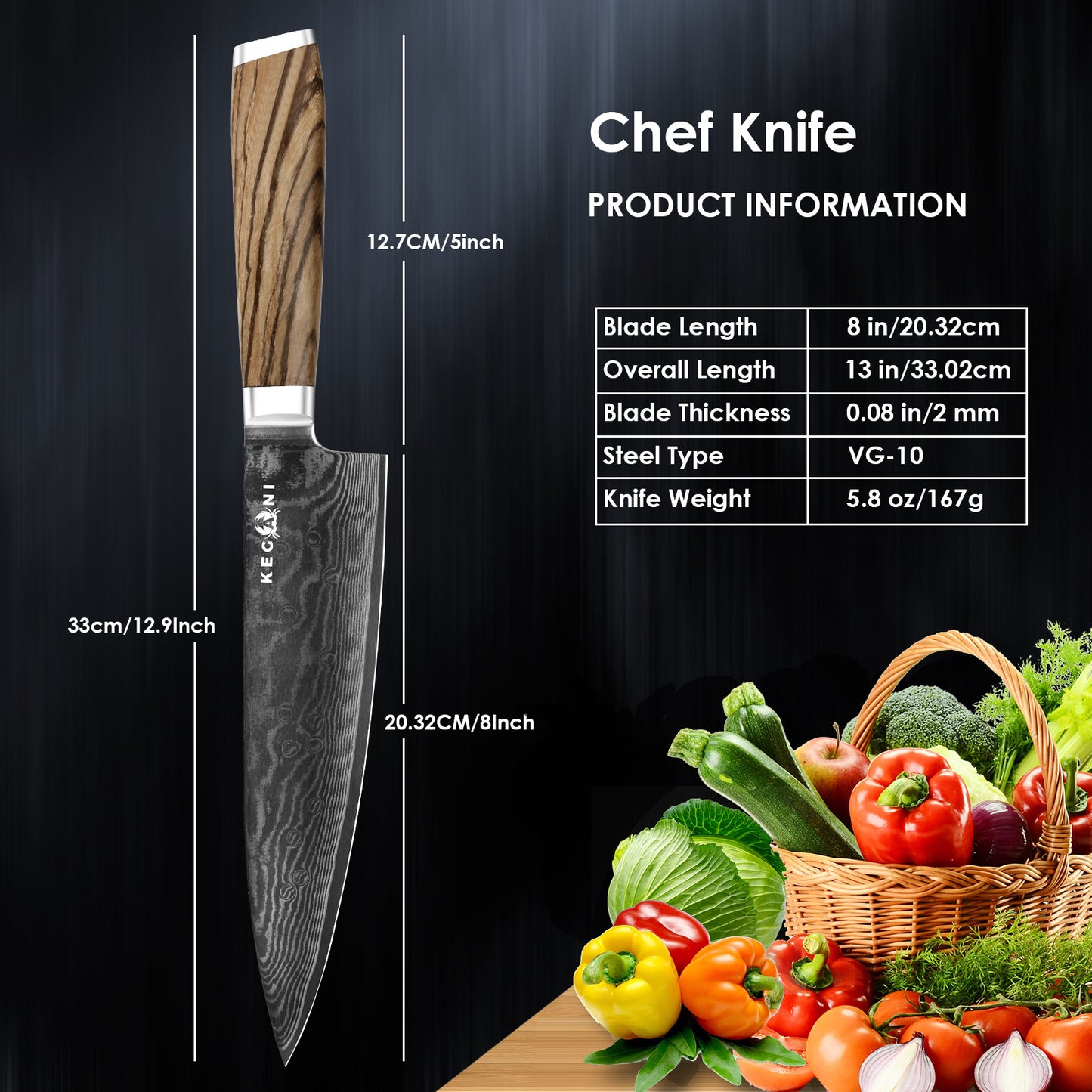Kegani 8 Inch Japanese Knife