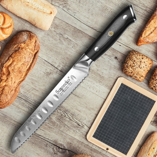 Damascus steel wave pattern baking chef special bread knife