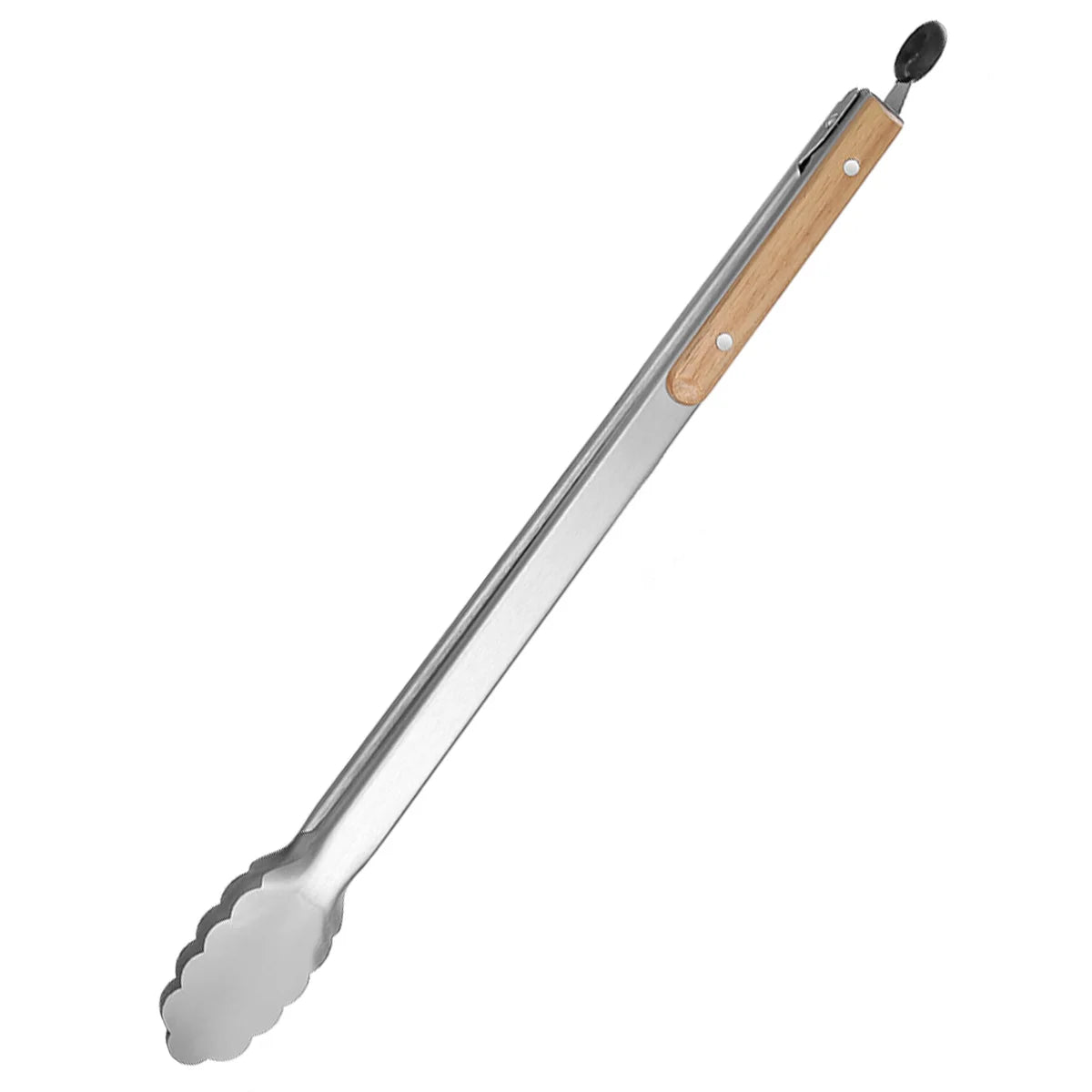Stainless Steel Cooking Tong with Oak Handle, Barbecue Tong Salad Tong with Locking Ring, Kitchen Gadget for Salad Grilling BBQ