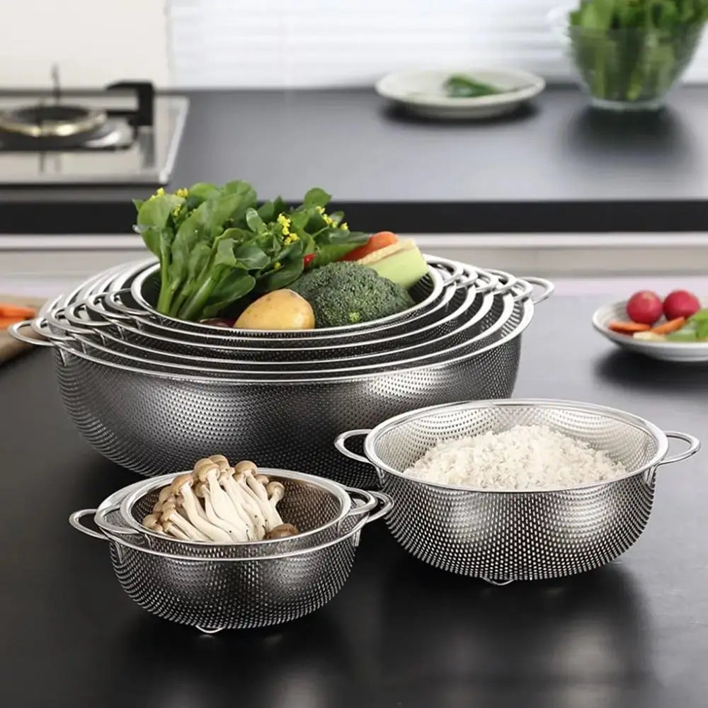 1Pc Mesh Strainer Colander Vegetables Fruit Washing Basket Sieve Bowl Spaghetti Colander Practical Draining Drainer Cleaner