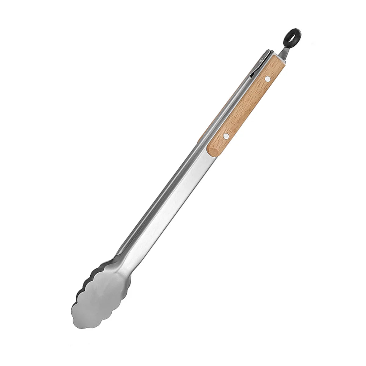 Stainless Steel Cooking Tong with Oak Handle, Barbecue Tong Salad Tong with Locking Ring, Kitchen Gadget for Salad Grilling BBQ