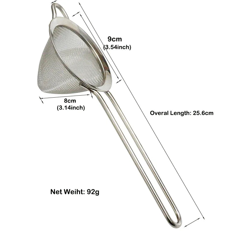 Stainless Steel Fine Mesh Strainer, Conical, Cocktail Strainer