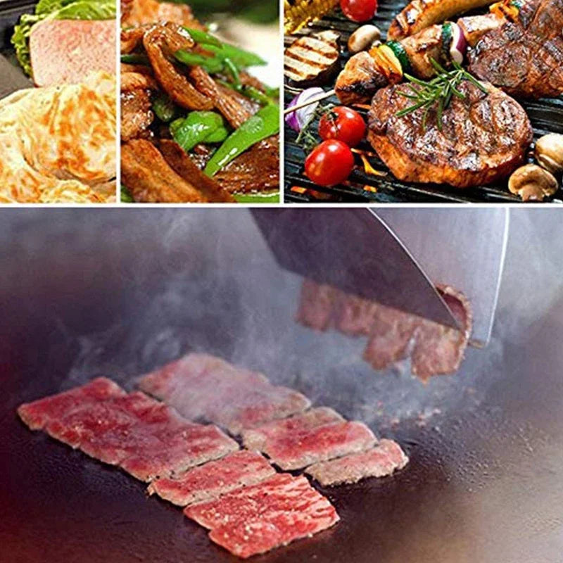 Stainless Steel Square Head Steak Cooking Spatula Wood Handle Pizza Shovel Pancake Beef Turner Scraper BBQ Utensils For Kitchen